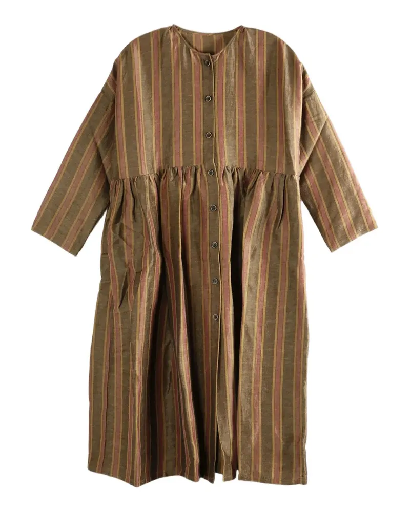 Uma Wang striped buttoned midi dress - Grün Grün