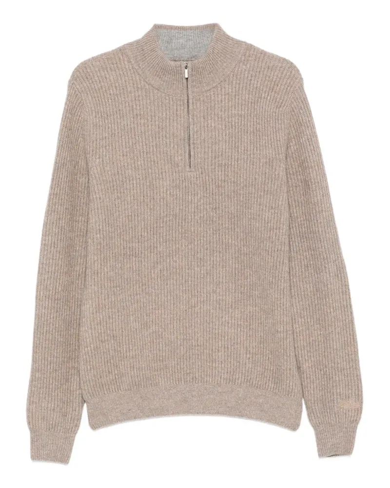 MC2 Saint Barth Buck ribbed-knit quarter-zip sweater - Nude Nude