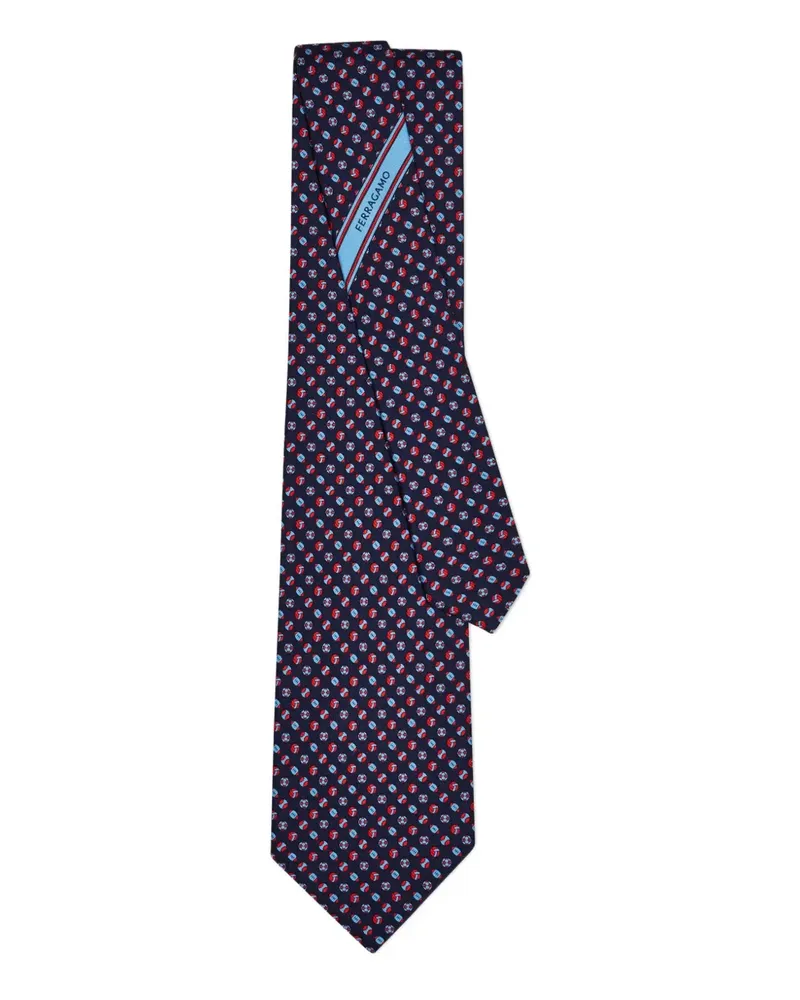 Ferragamo Seidenkrawatte mit Print - Blau Blau