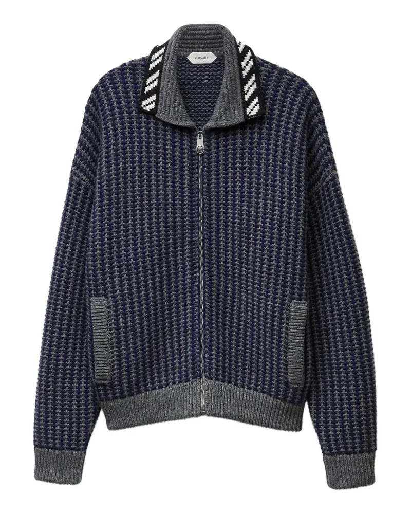 Versace Gestrickter Intarsien-Cardigan - Blau Blau