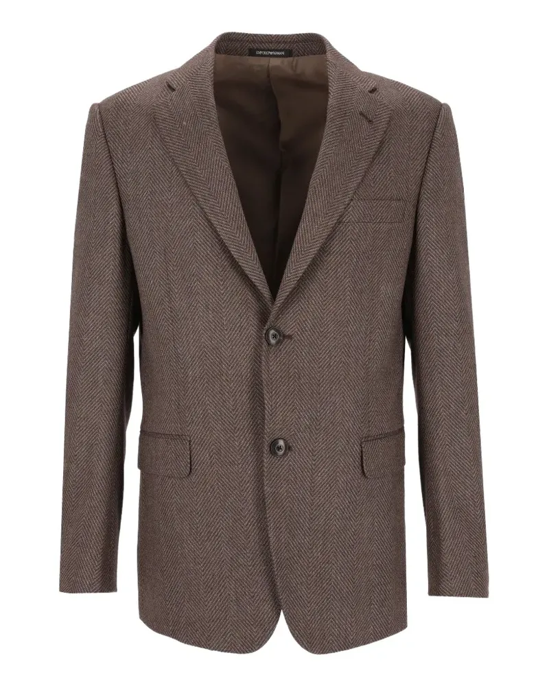 Emporio Armani herringbone single-breasted suit - Braun Braun