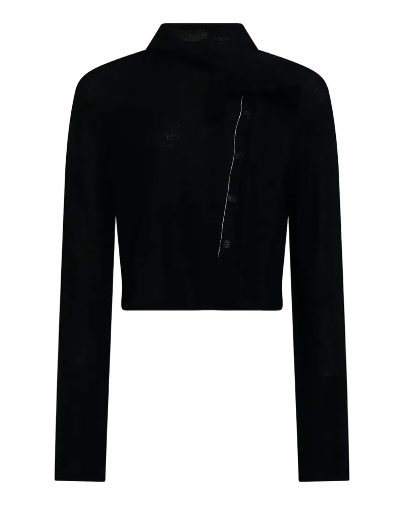 Yohji Yamamoto asymmetric-fastening cardigan - Schwarz Schwarz