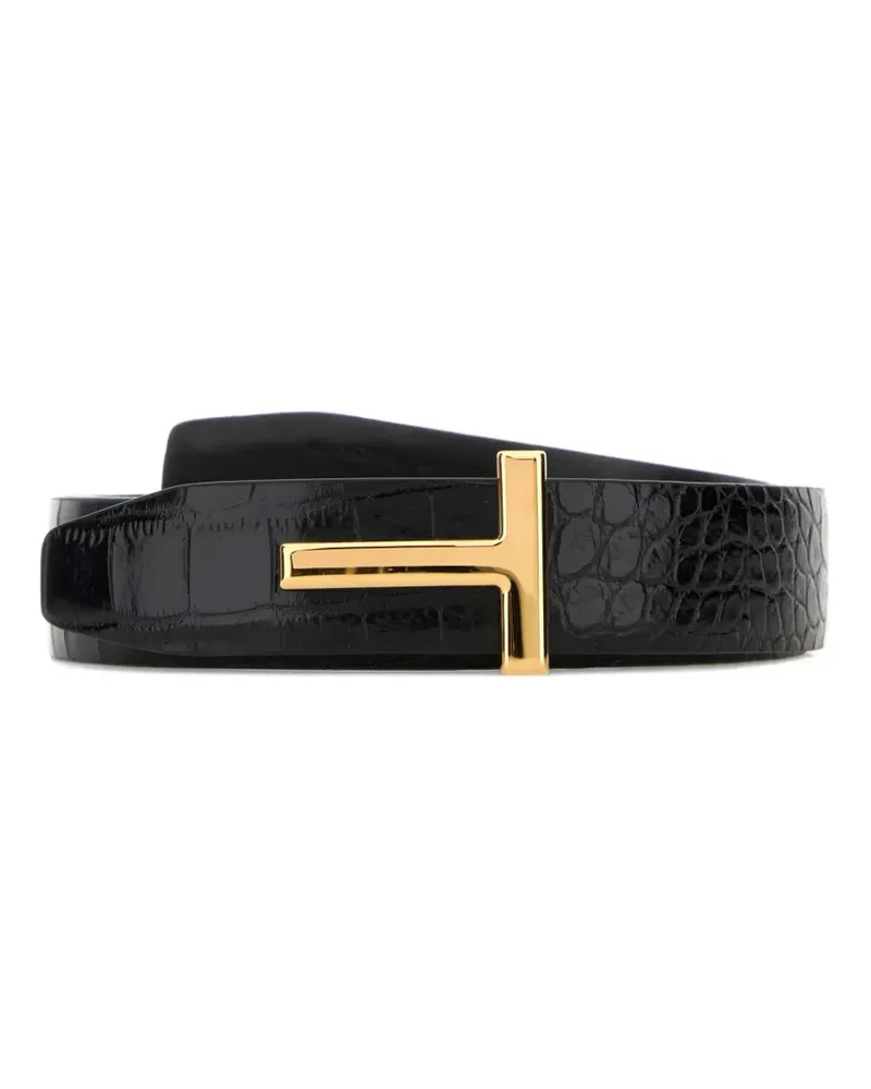 Tom Ford Gürtel mit Kroko-Optik - Schwarz Schwarz