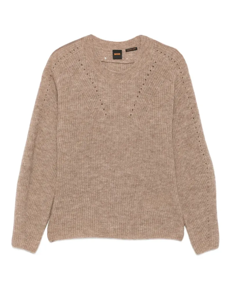 HUGO BOSS Pullover in Pointelle-Strick - Braun Braun