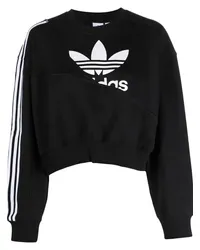 adidas Cropped-Sweatshirt mit Logo-Print Schwarz