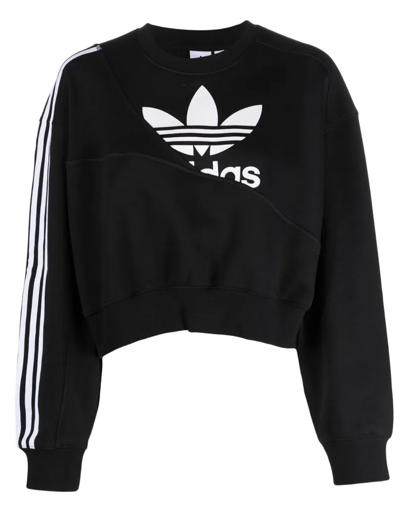 adidas Cropped-Sweatshirt mit Logo-Print Schwarz