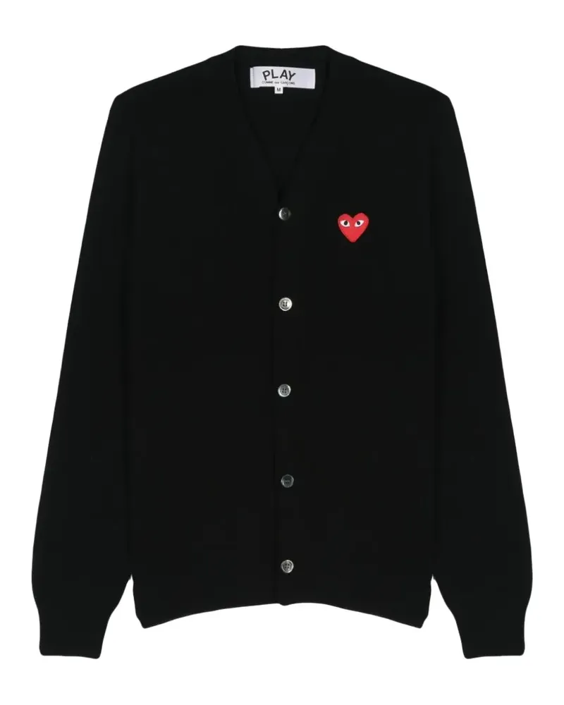 Comme des Garçons heart-patch V-neck cardigan - Schwarz Schwarz