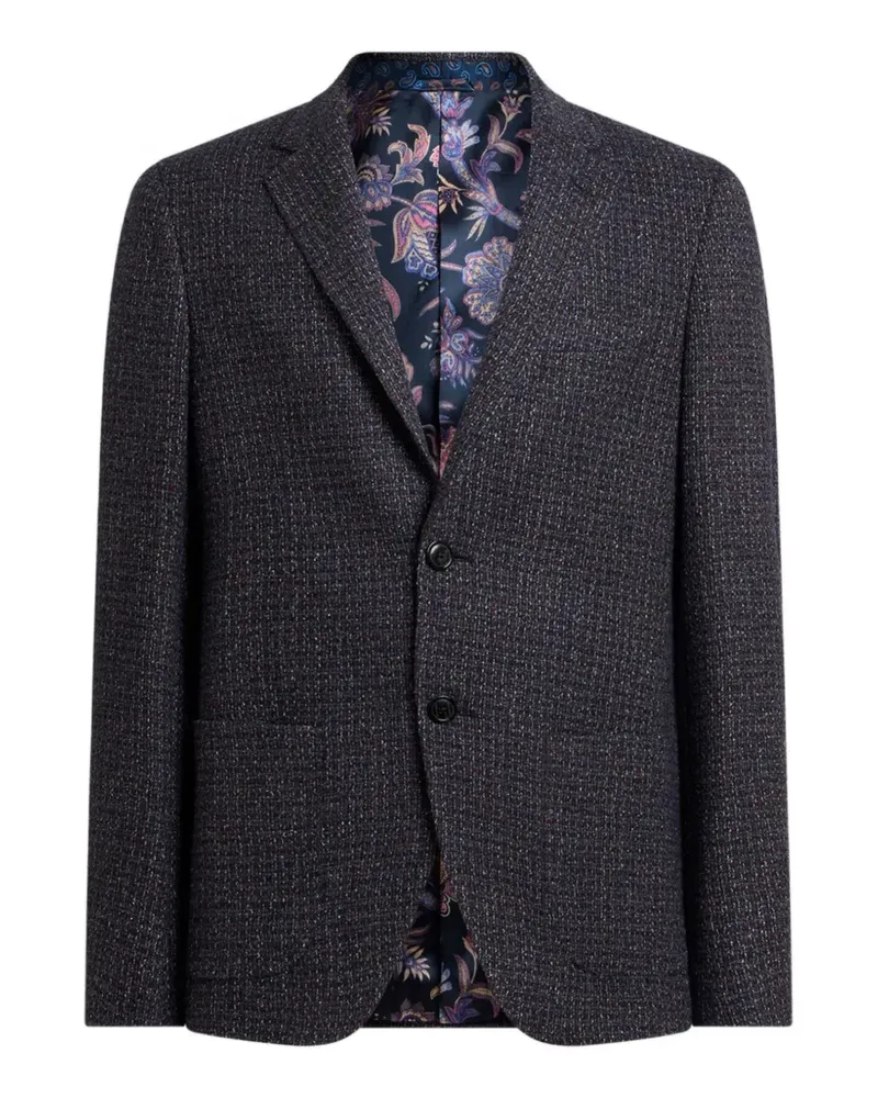 Etro single-breasted wool-blend bouclé jacket - Blau Blau