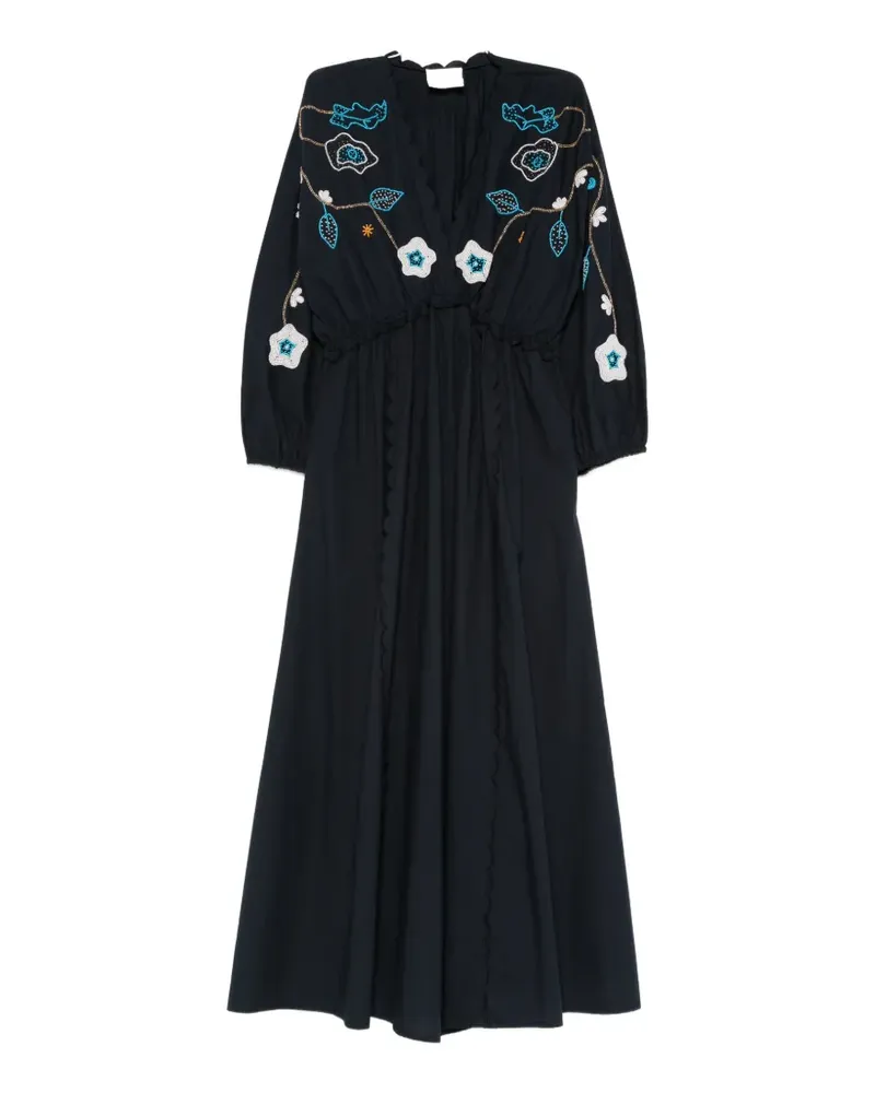 forte_forte beaded-motifs scalloped dress - Blau Blau