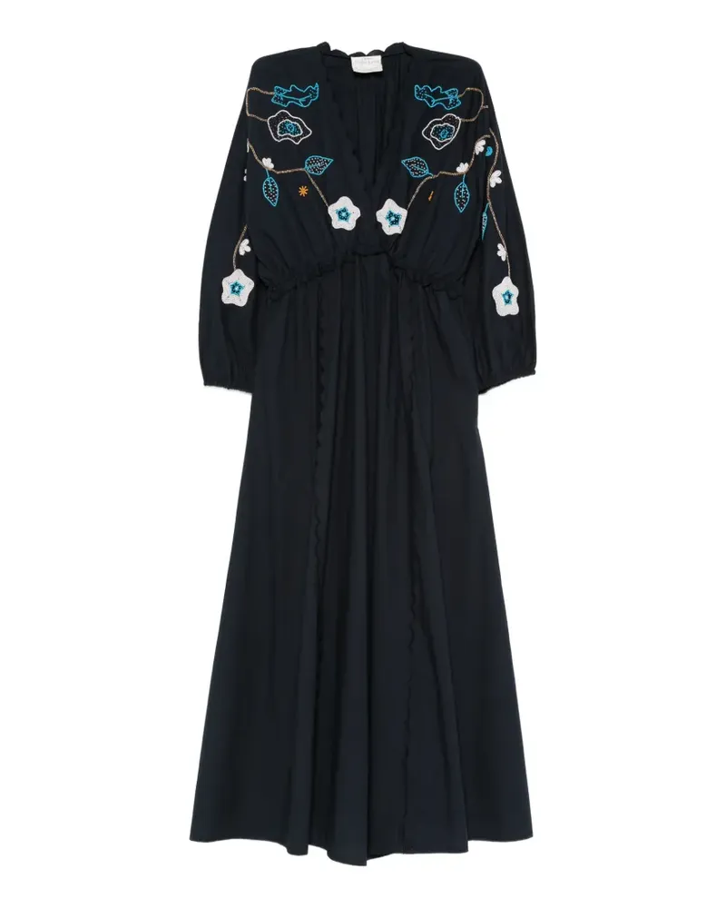 forte_forte beaded-motifs scalloped dress - Blau Blau