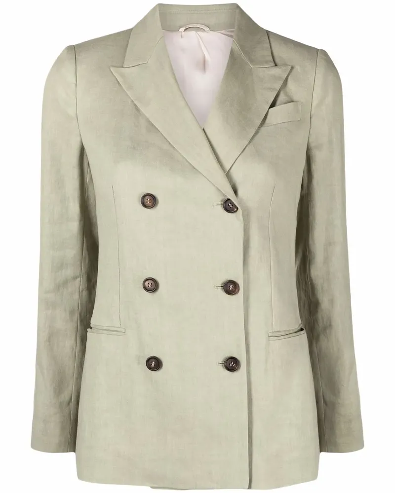 Brunello Cucinelli Doppelreihiger Blazer mit steigendem Revers - Grün Grün