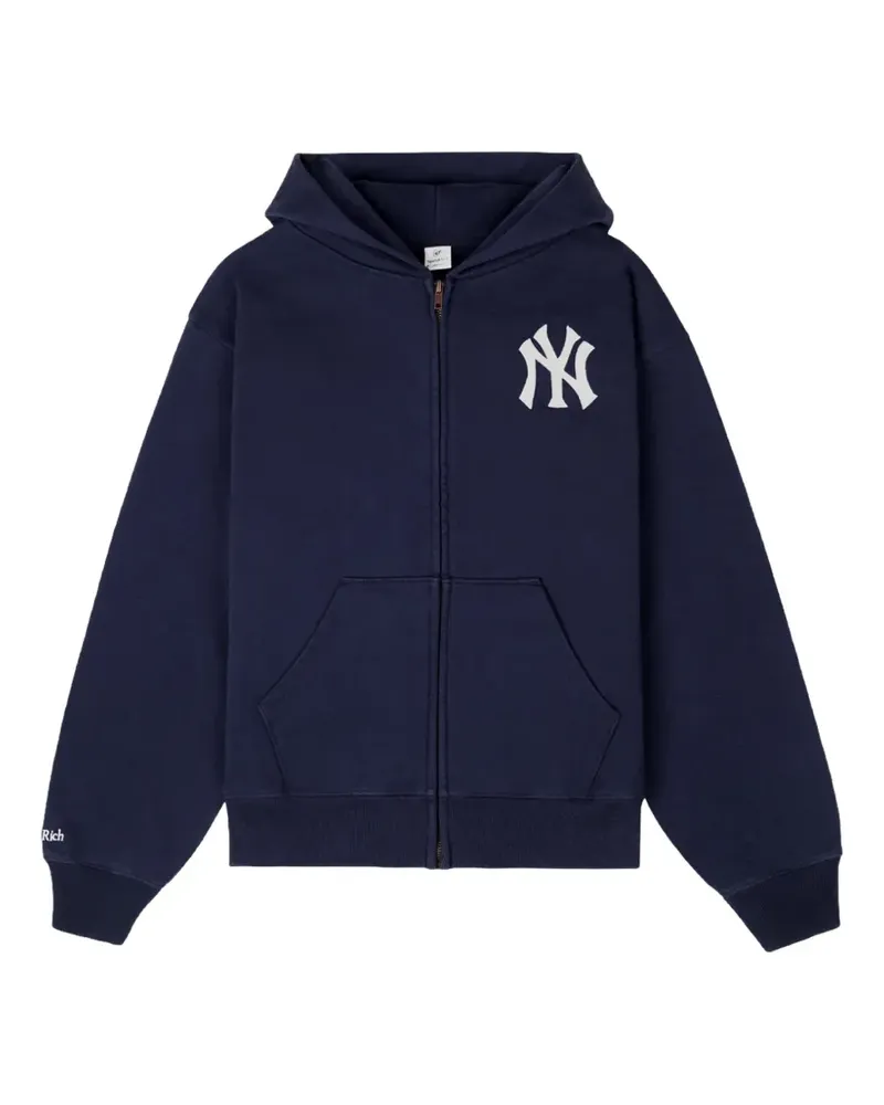 SPORTY & RICH x New York Yankees Hoodie mit Logo-Patch - Blau Blau