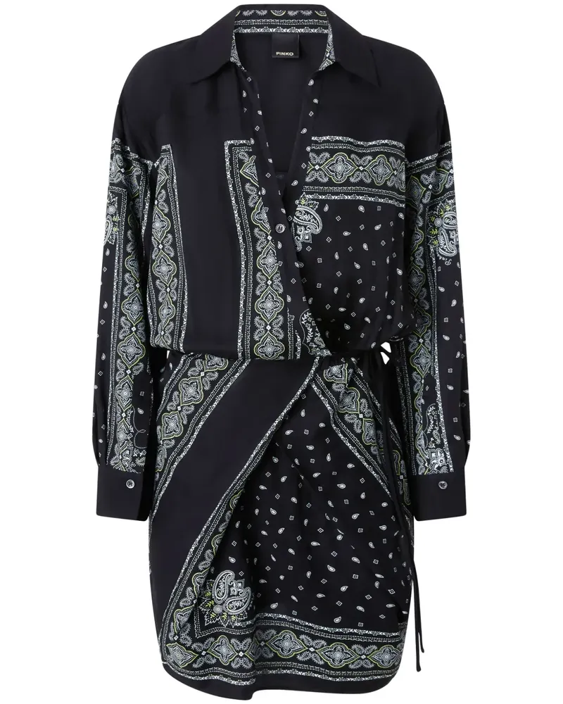 Pinko Minikleid mit Bandana-Print - Schwarz Schwarz