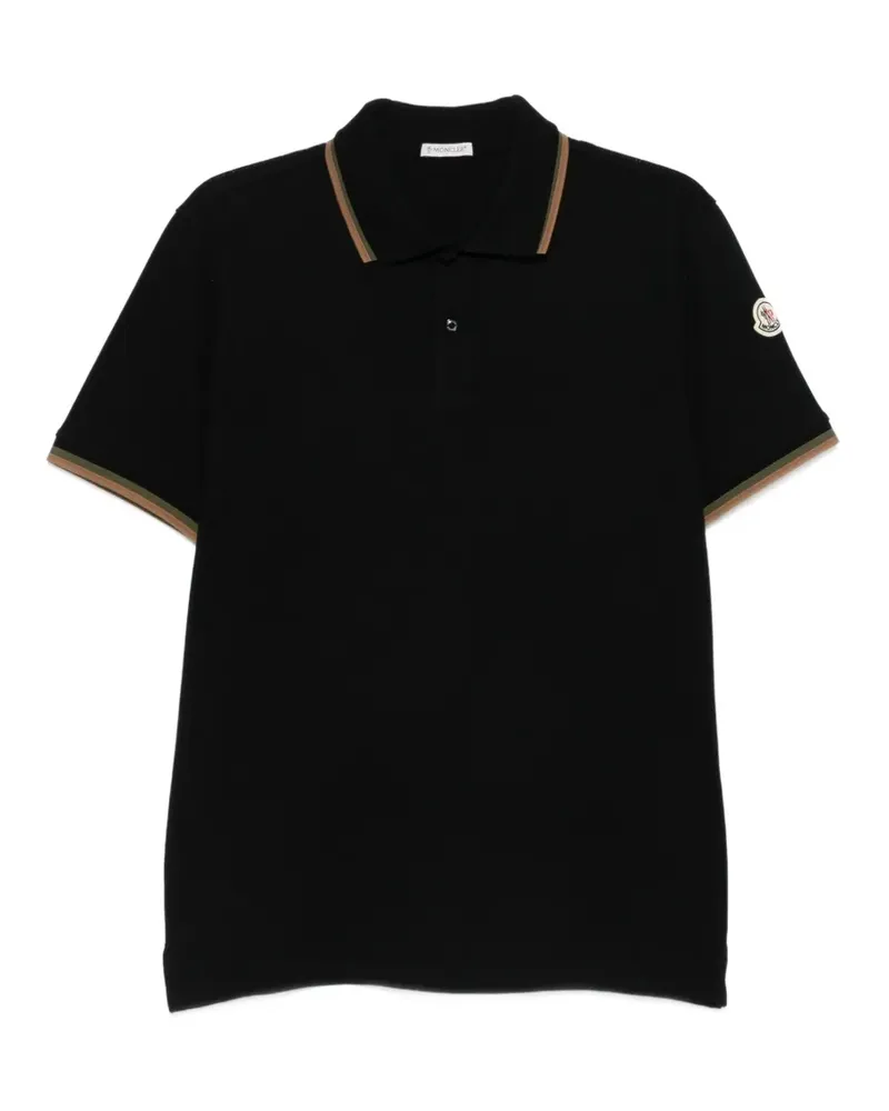 Moncler logo-patch polo shirt - Schwarz Schwarz