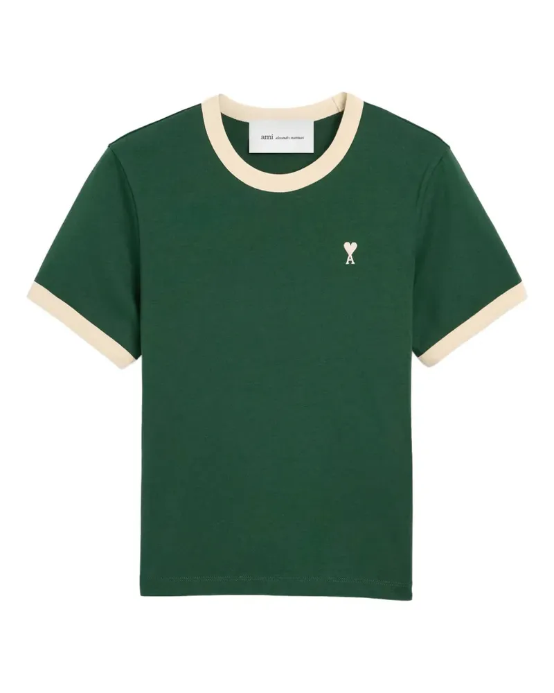 AMI Paris T-Shirt aus kontrastierender Baumwolle mit Ami de Coeur - Grün Grün