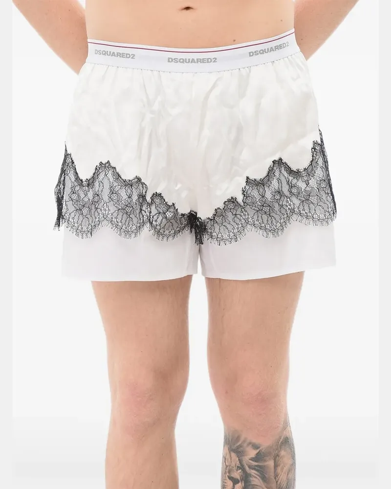 Dsquared2 Boxershorts mit Spitzenbesatz - Weiß Weiß