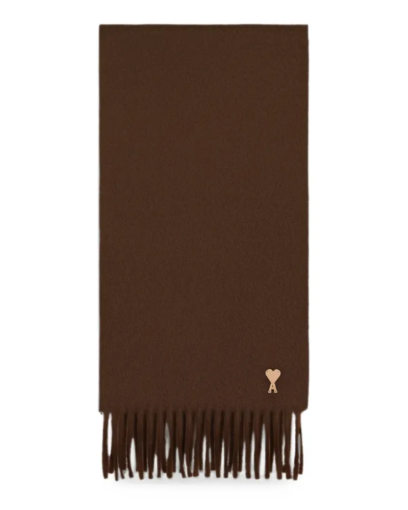AMI Paris Wollschal mit Ami de Coeur-Patch - Braun Braun