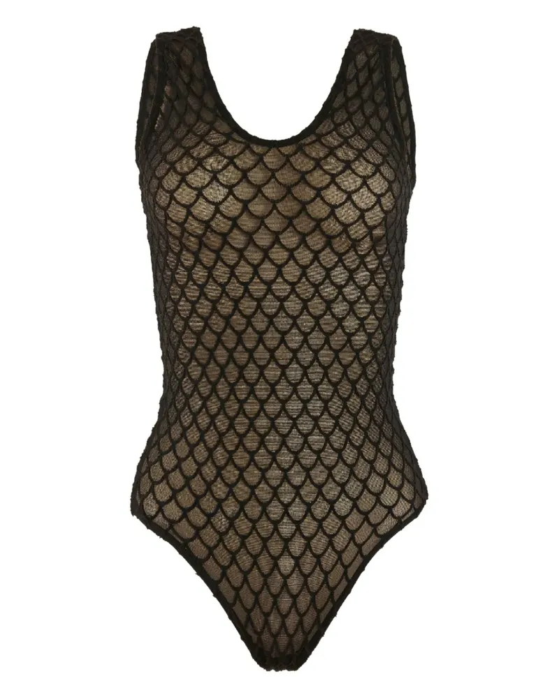 Wolford Body mit Netzoptik - Schwarz Schwarz