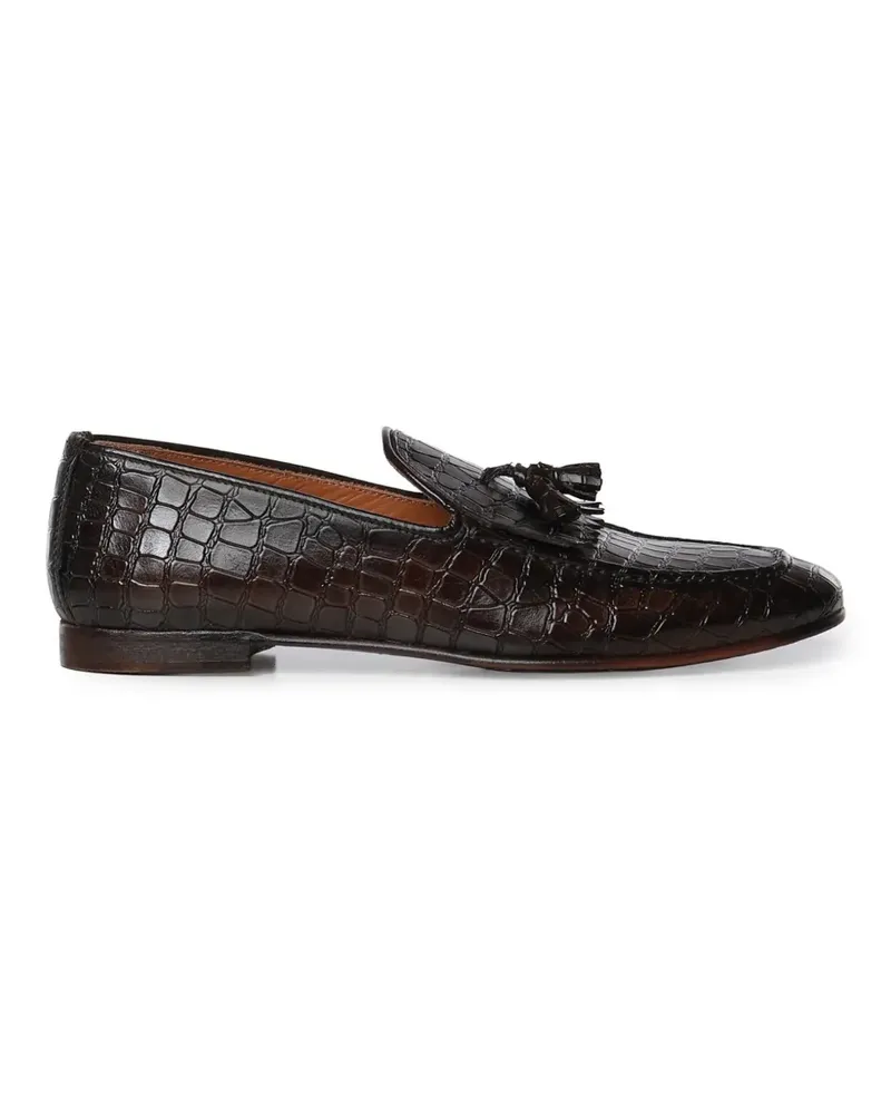 Giuliano Galiano Samuel crocodile-effect tassel loafers - Braun Braun