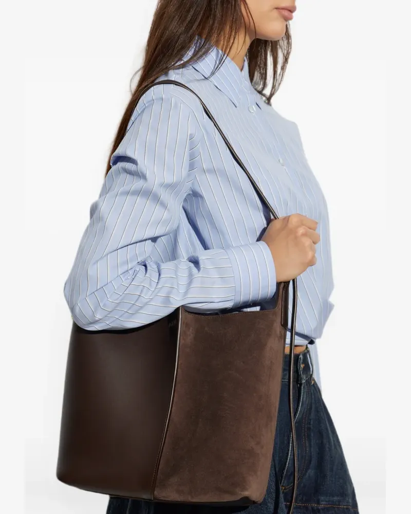 Loewe medium Bilbao bucket in soft calfskin and suede - Braun Braun