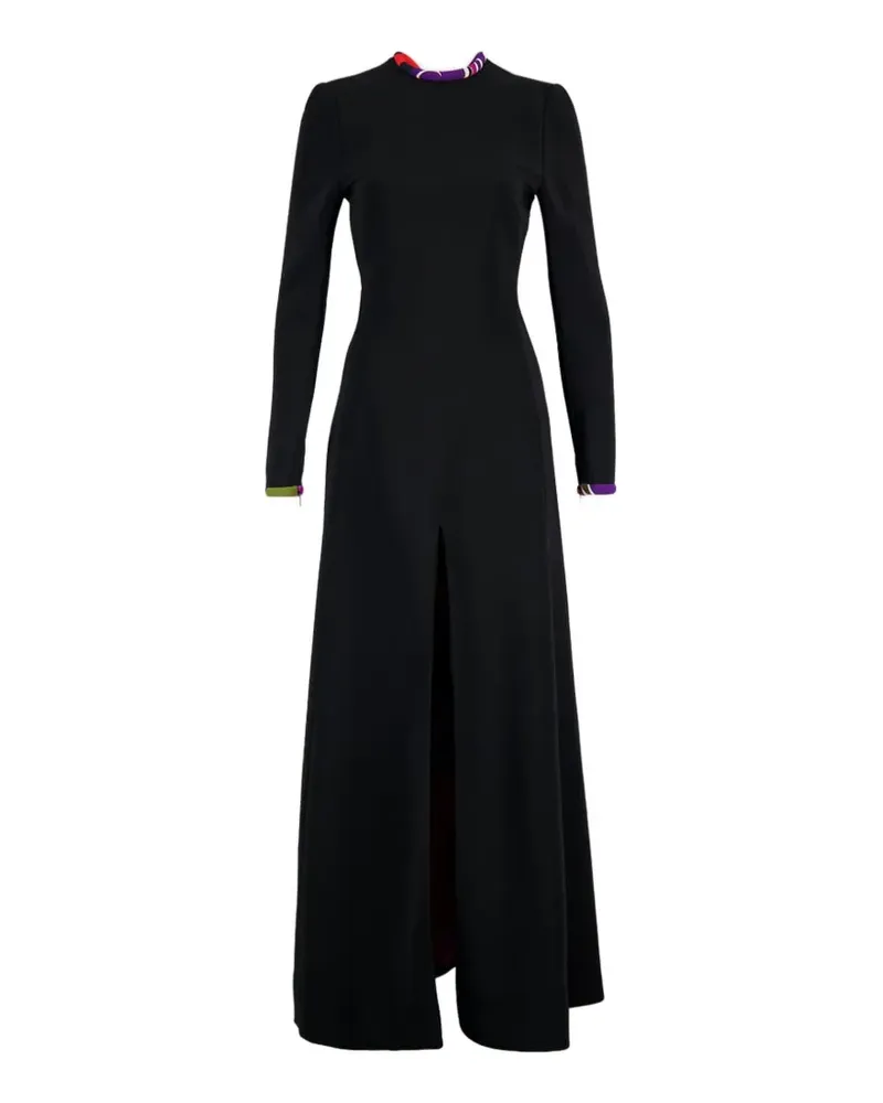 Emilio Pucci Langärmeliges Maxikleid mit Print - Schwarz Schwarz