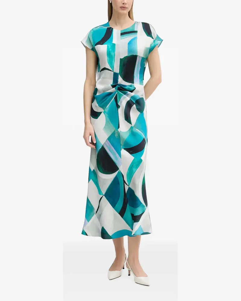 Joseph Ribkoff abstract-print twisted-waist midi dress - Blau Blau