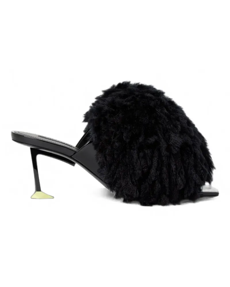 Givenchy Pompon Mules aus Lackleder und Strick - Schwarz Schwarz