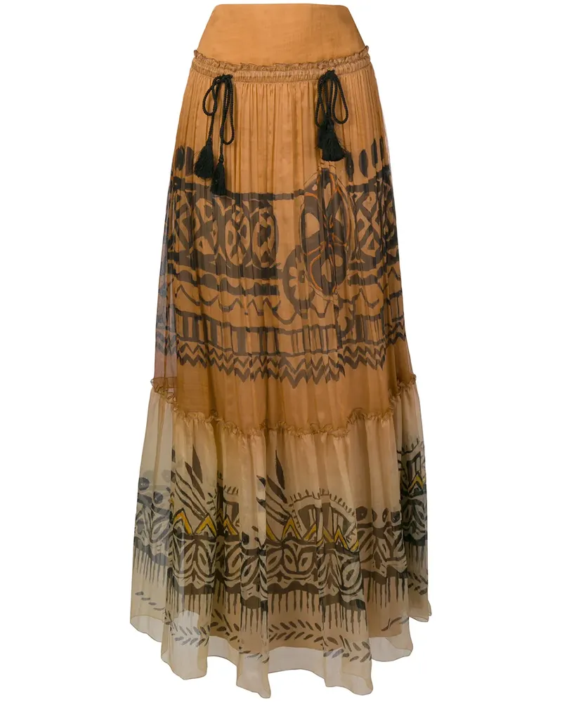 Alberta Ferretti Gemusterter Maxirock - Nude Nude