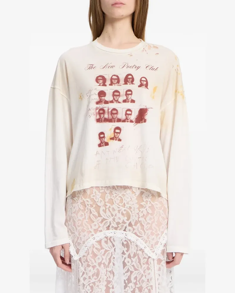 Ann Demeulemeester T-Shirt im Distressed-Look - Weiß Weiß