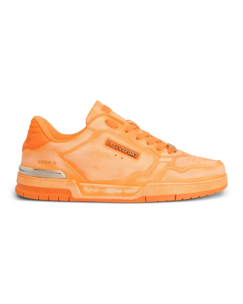 Philipp Plein Sprayed Sneakers aus Leder - Orange Orange