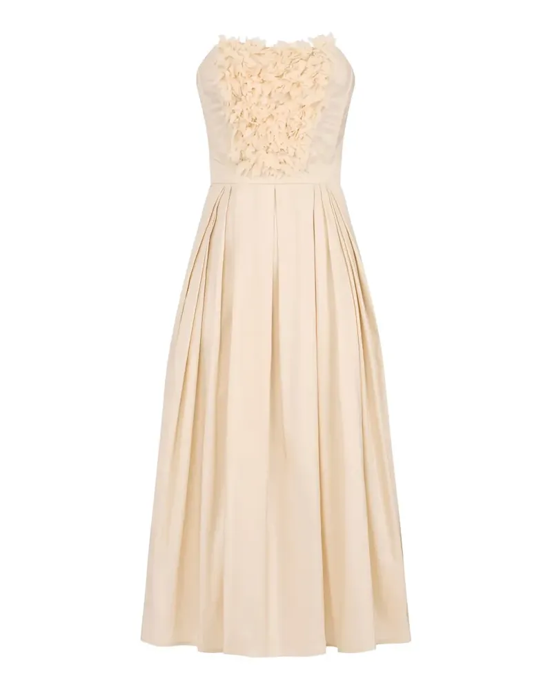 Elisabetta Franchi Midikleid mit Blumenstickerei - Nude Nude