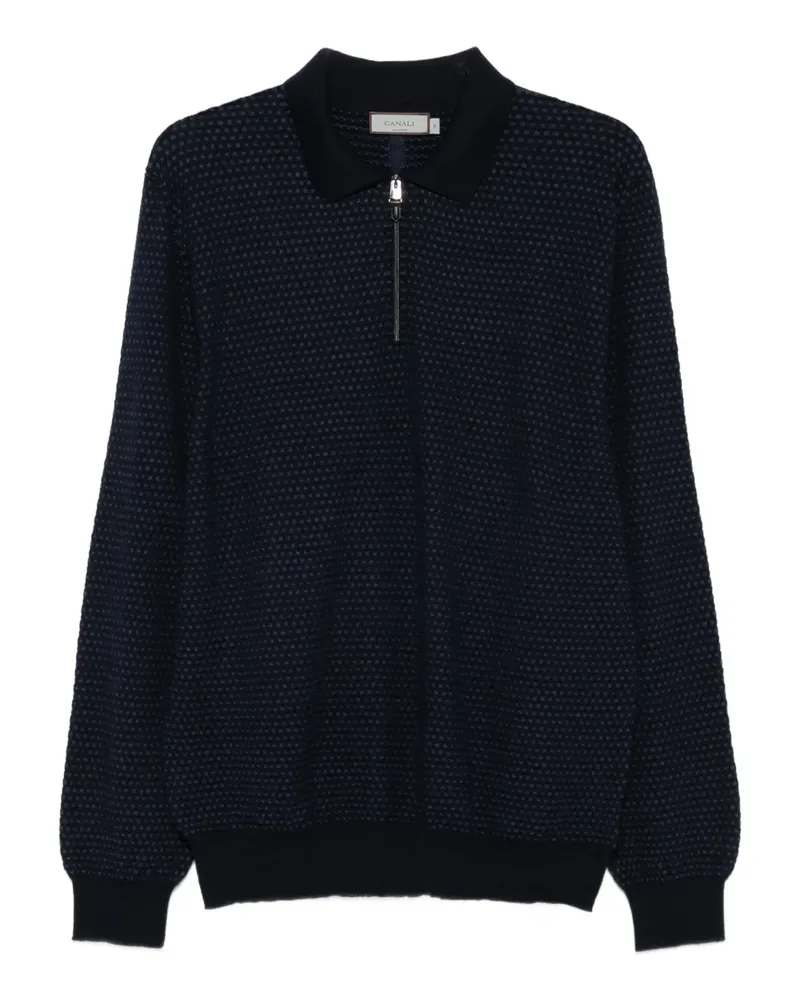 Canali Poloshirt mit Reißverschluss - Blau Blau