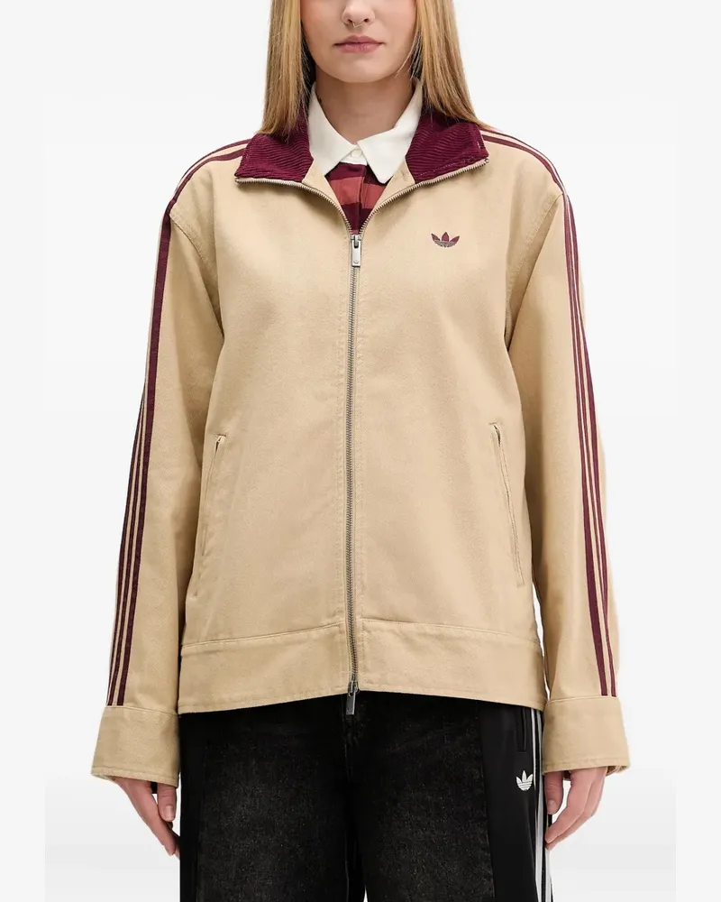 adidas Reißverschluss-Jacke mit Logo-Stickerei - Nude Nude
