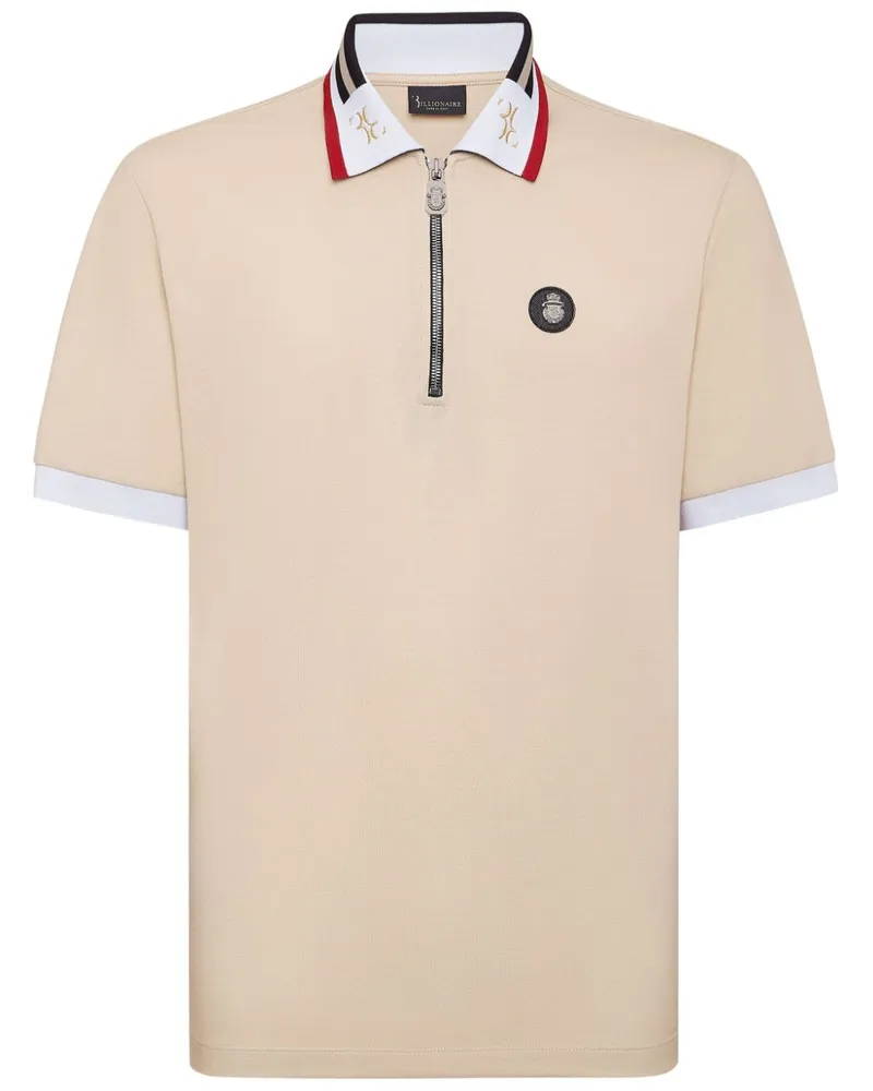 Billionaire Poloshirt mit Wappen-Schild Nude