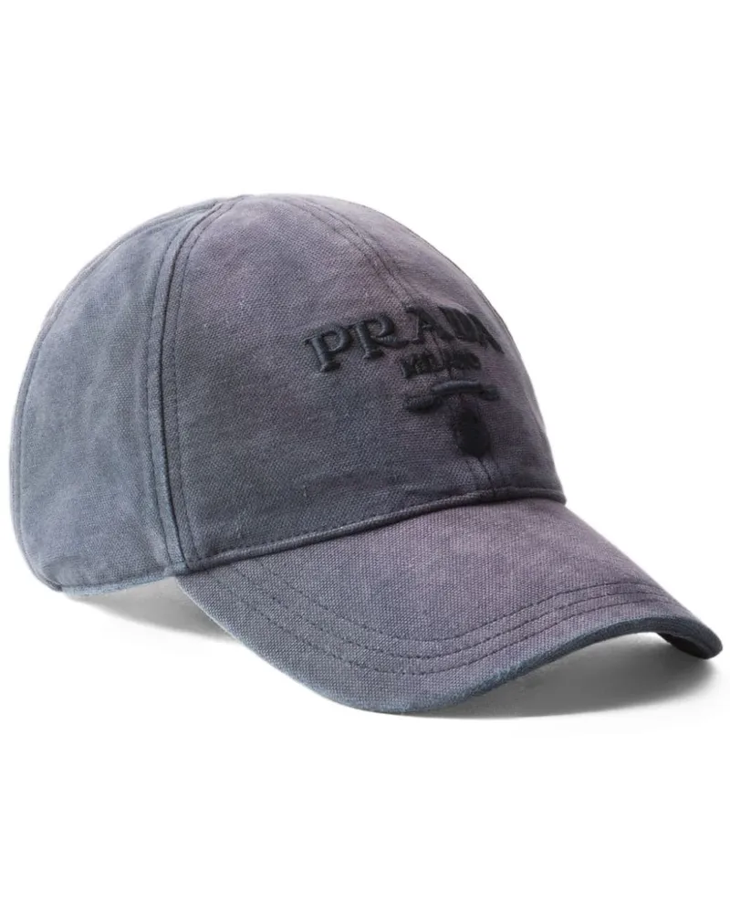 Prada Baseballkappe mit Logo-Stickerei - Blau Blau