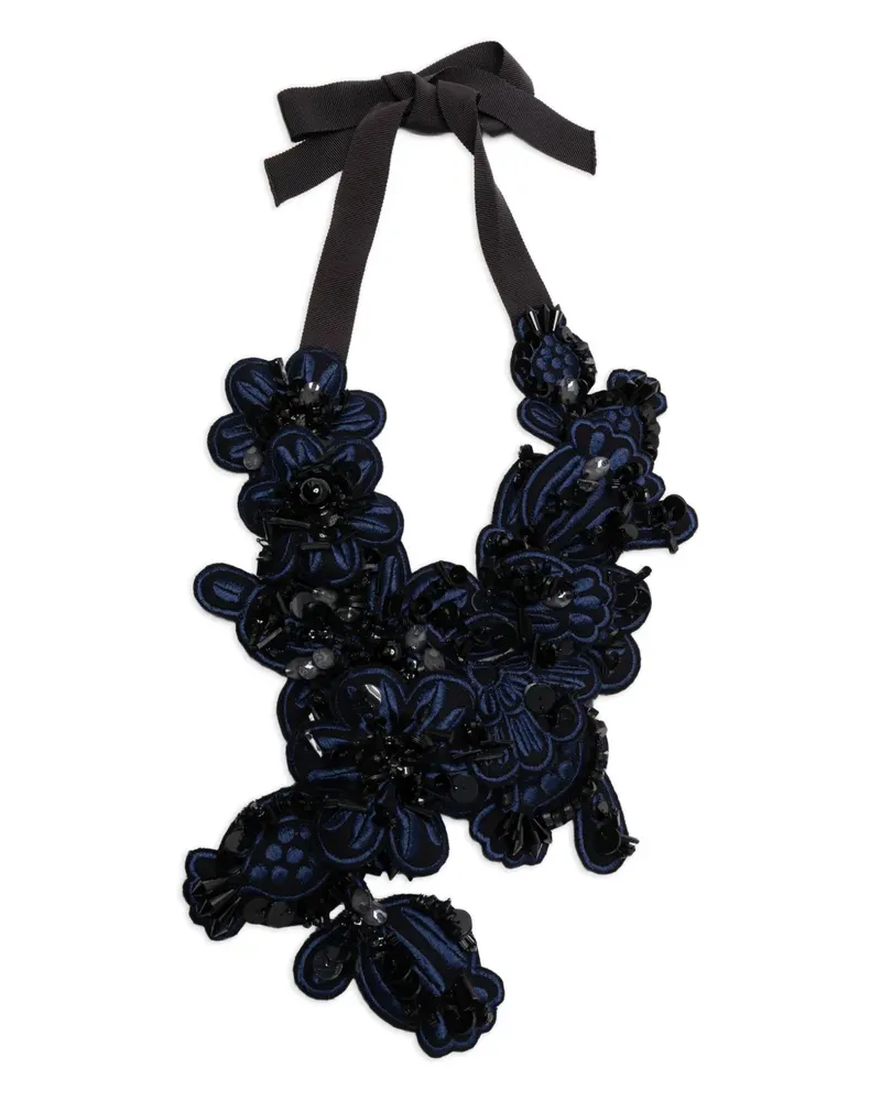 Biyan Halskette mit Blumenstickerei - Blau Blau