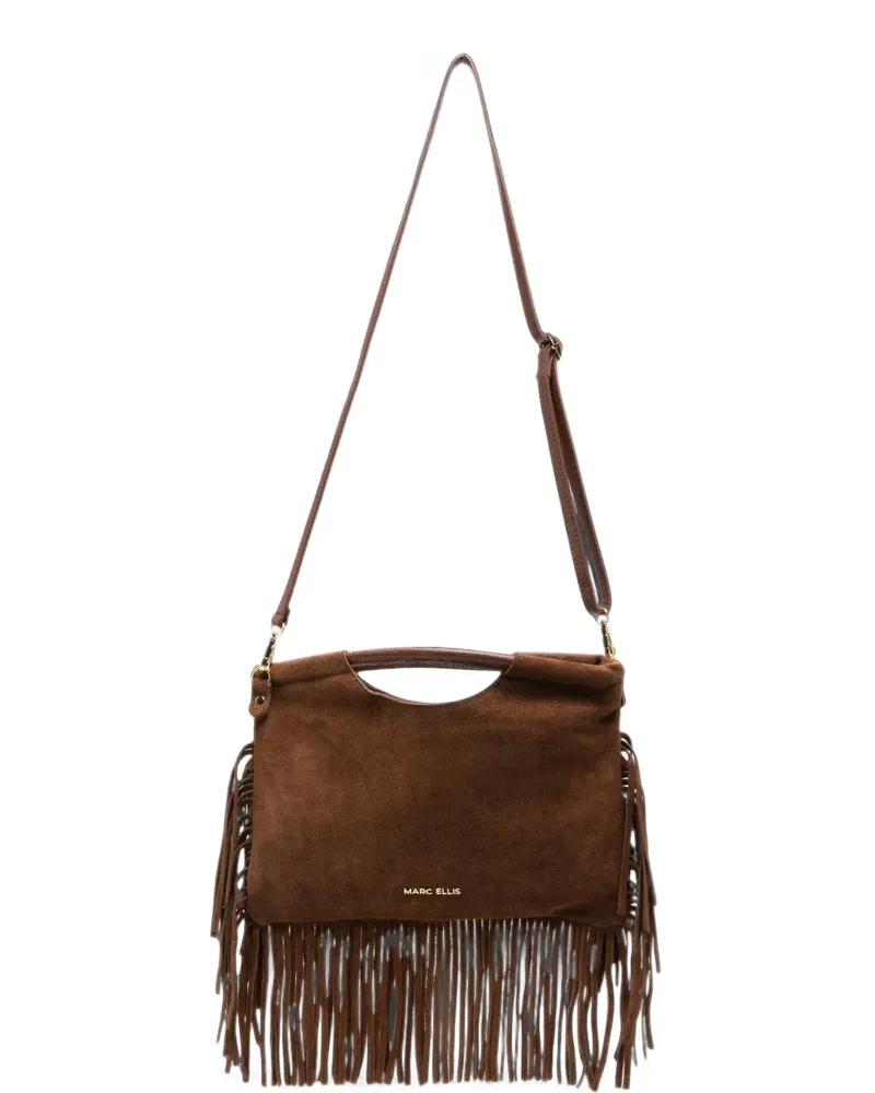 MARC ELLIS Cameliacm fringe-trim suede tote bag - Braun Braun