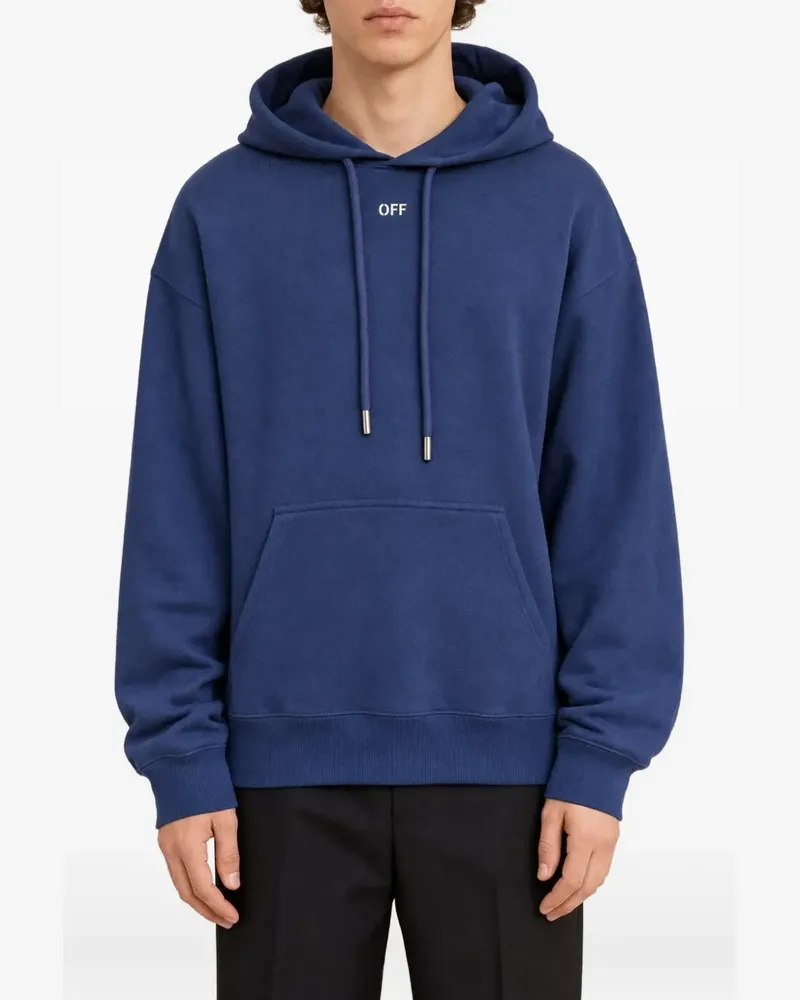 OFF-WHITE logo-detail drawstring hoodie - Blau Blau