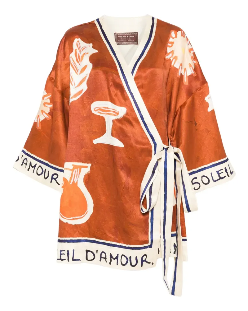 ALEMAIS x LRNLE D'Amour printed mini wrap dress - Braun Braun