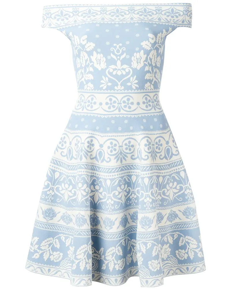 Alexander McQueen Florales Jacqaurd-Minikleid - Blau Blau