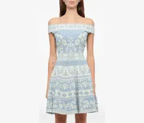Florales Jacqaurd-Minikleid - Blau