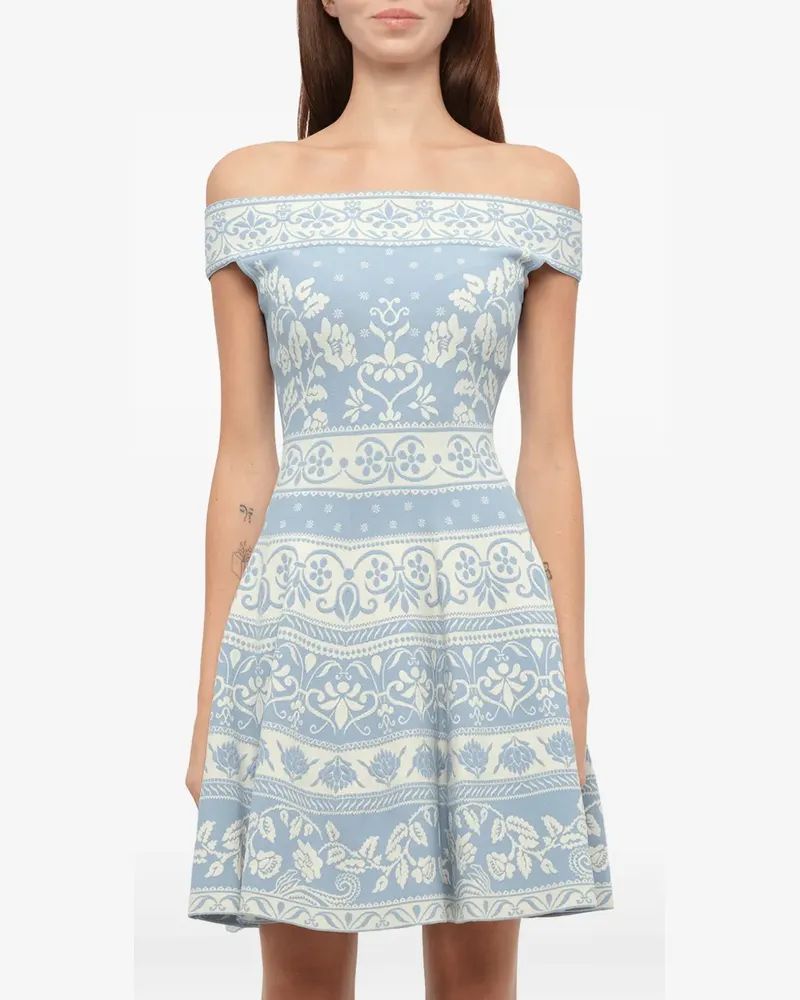 Alexander McQueen Florales Jacqaurd-Minikleid - Blau Blau