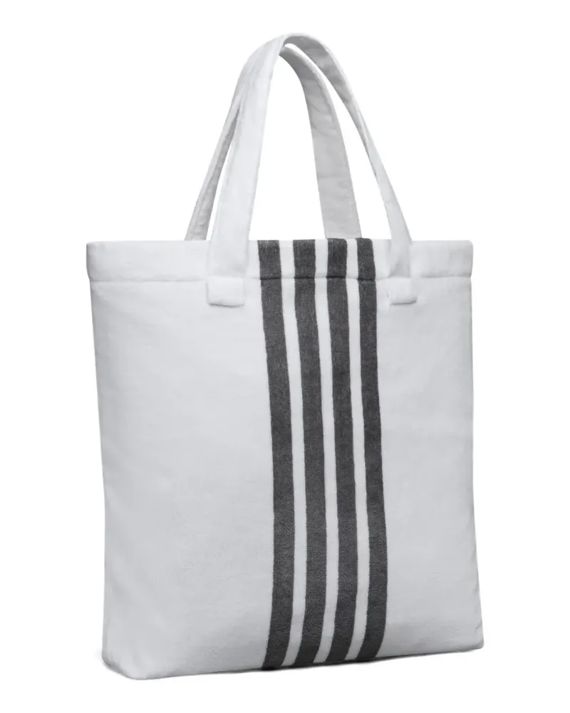 Thom Browne 4-Bar Tote Bag aus Velours - Weiß Weiß