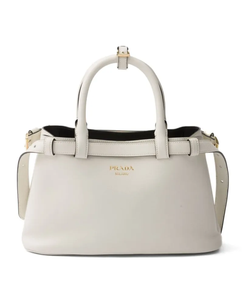 Prada Kleine Tote Bag mit Schnalle - Weiß Weiß