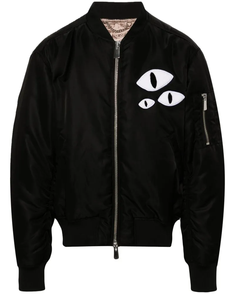 Charles Jeffrey Loverboy Wattierte Bomberjacke mit Augen-Patch - Schwarz Schwarz