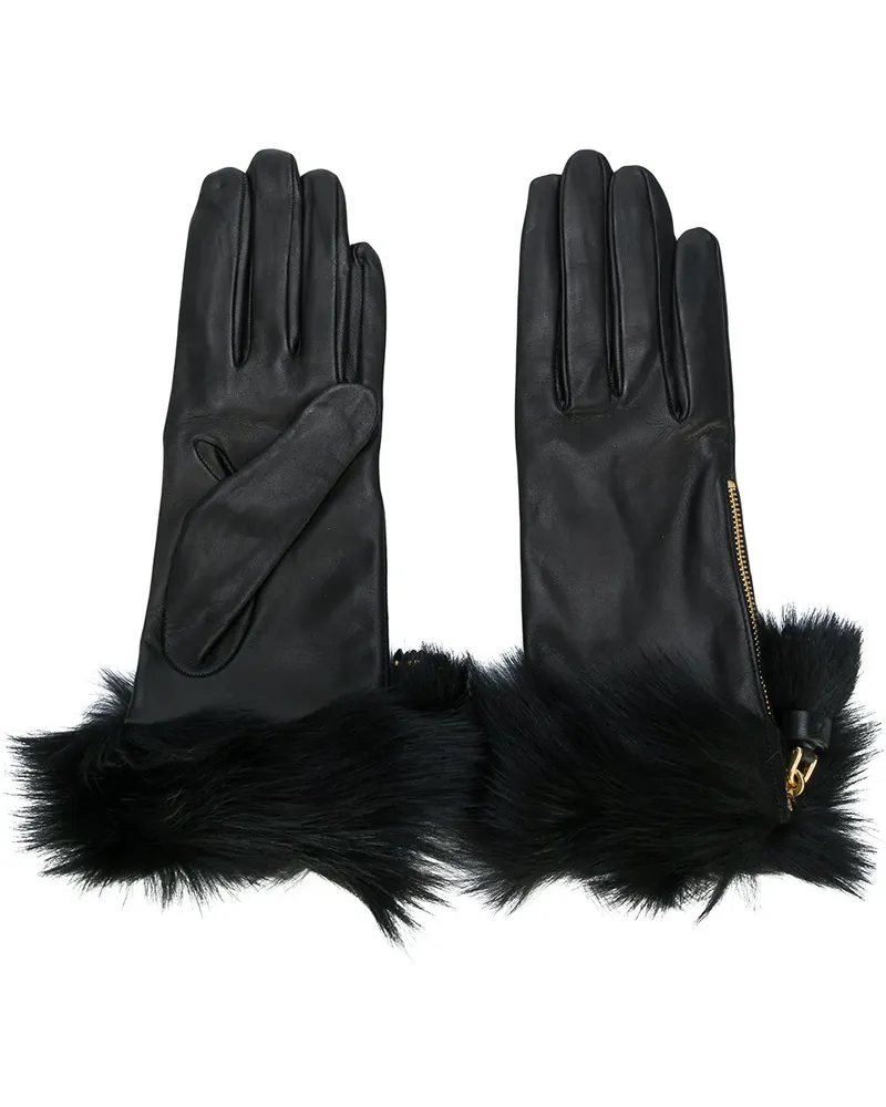 Prada Handschuhe mit Pelzbesatz - Schwarz Schwarz