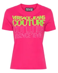 Versace Jeans T-Shirt mit Logo-Print Rosa