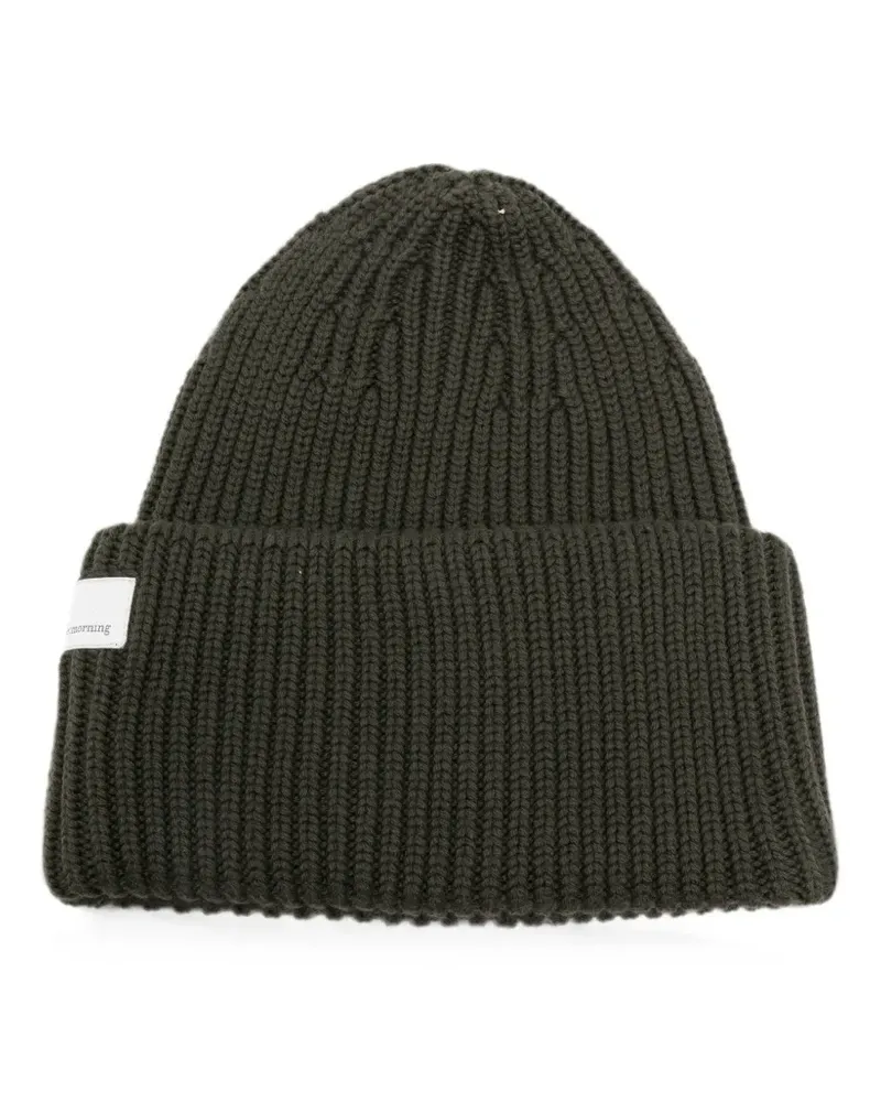 nine:inthe:morning ribbed-knit turn-up beanie hat - Grün Grün
