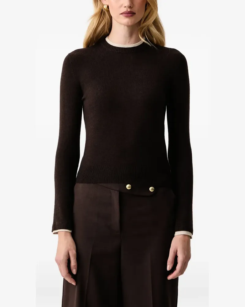 Armani Exchange contrast-trim ribbed-edge sweater - Braun Braun