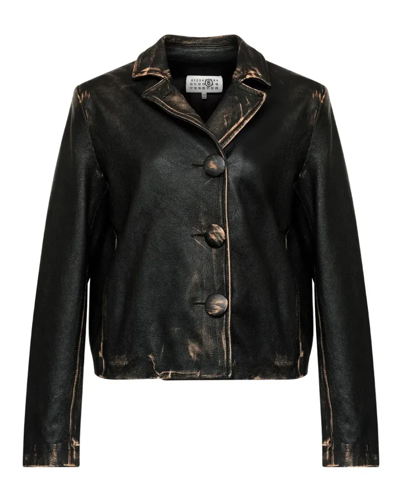 Maison Margiela Lederjacke mit Knöpfen - Schwarz Schwarz
